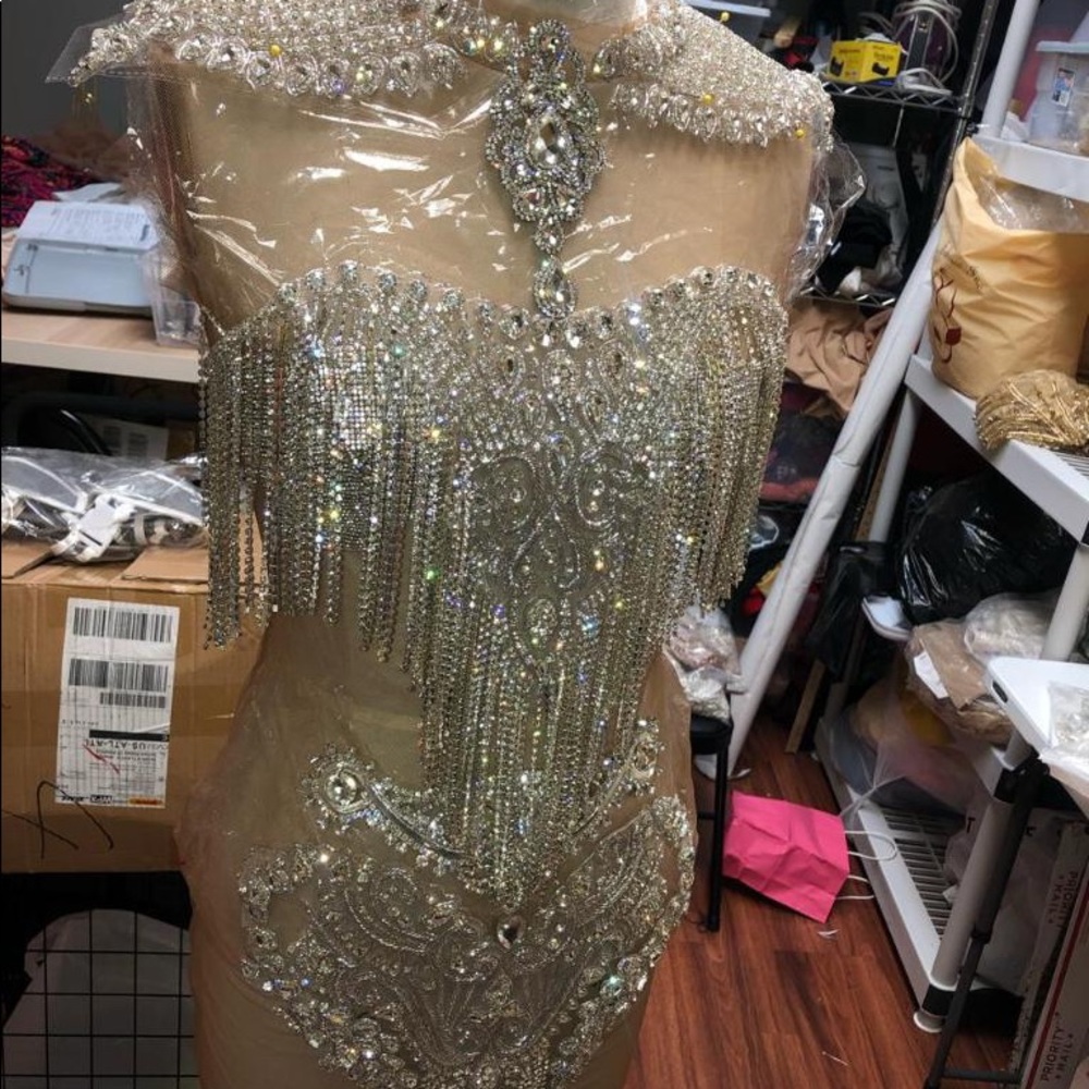 Rhinestone mesh dress